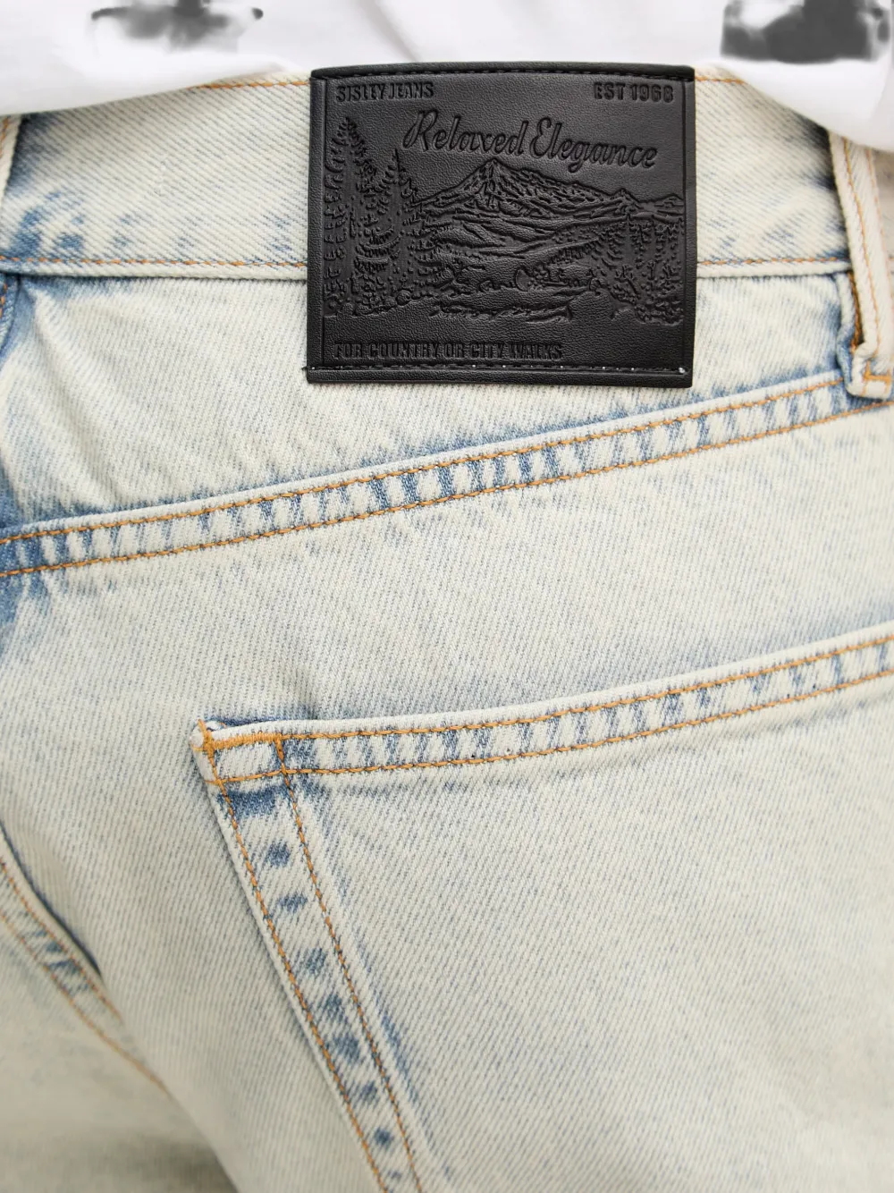 Sisley Jeans met logo-patch en acid-wassing Blauw