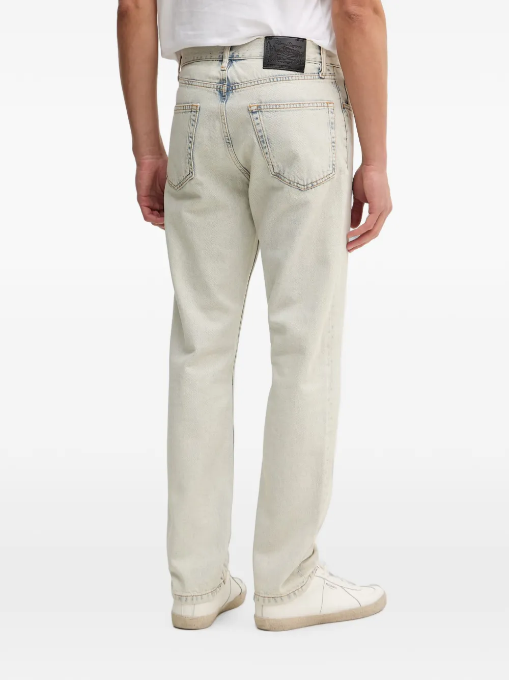Sisley Jeans met logo-patch en acid-wassing Blauw