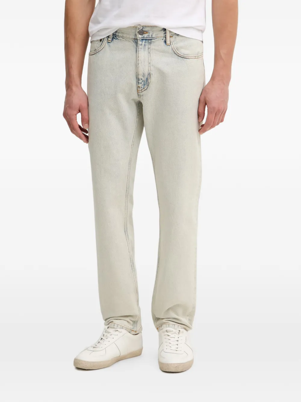 Sisley acid-wash logo-patch jeans - Blu