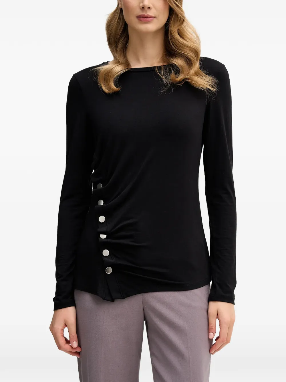 Sisley buttons long-sleeved T-shirt
