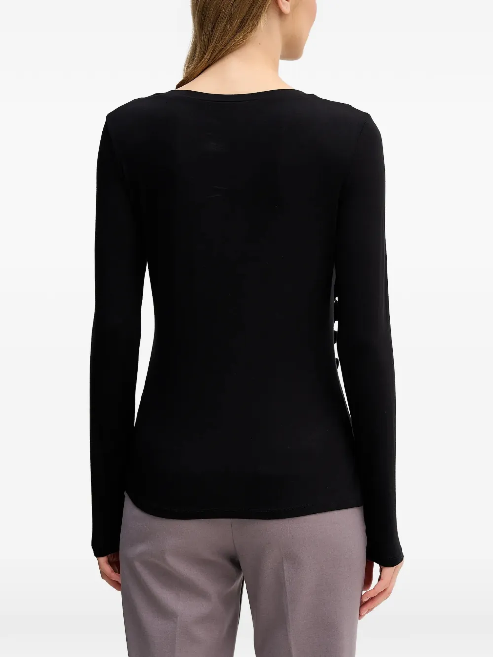 Sisley T-shirt met lange mouwen en knopen Zwart