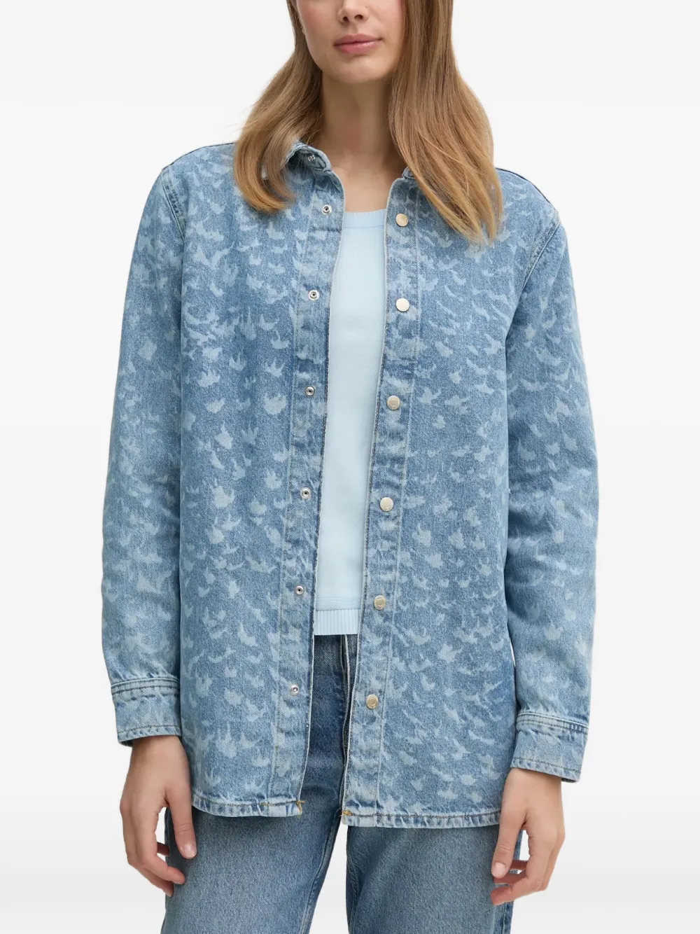 Sisley laser-print denim shirt