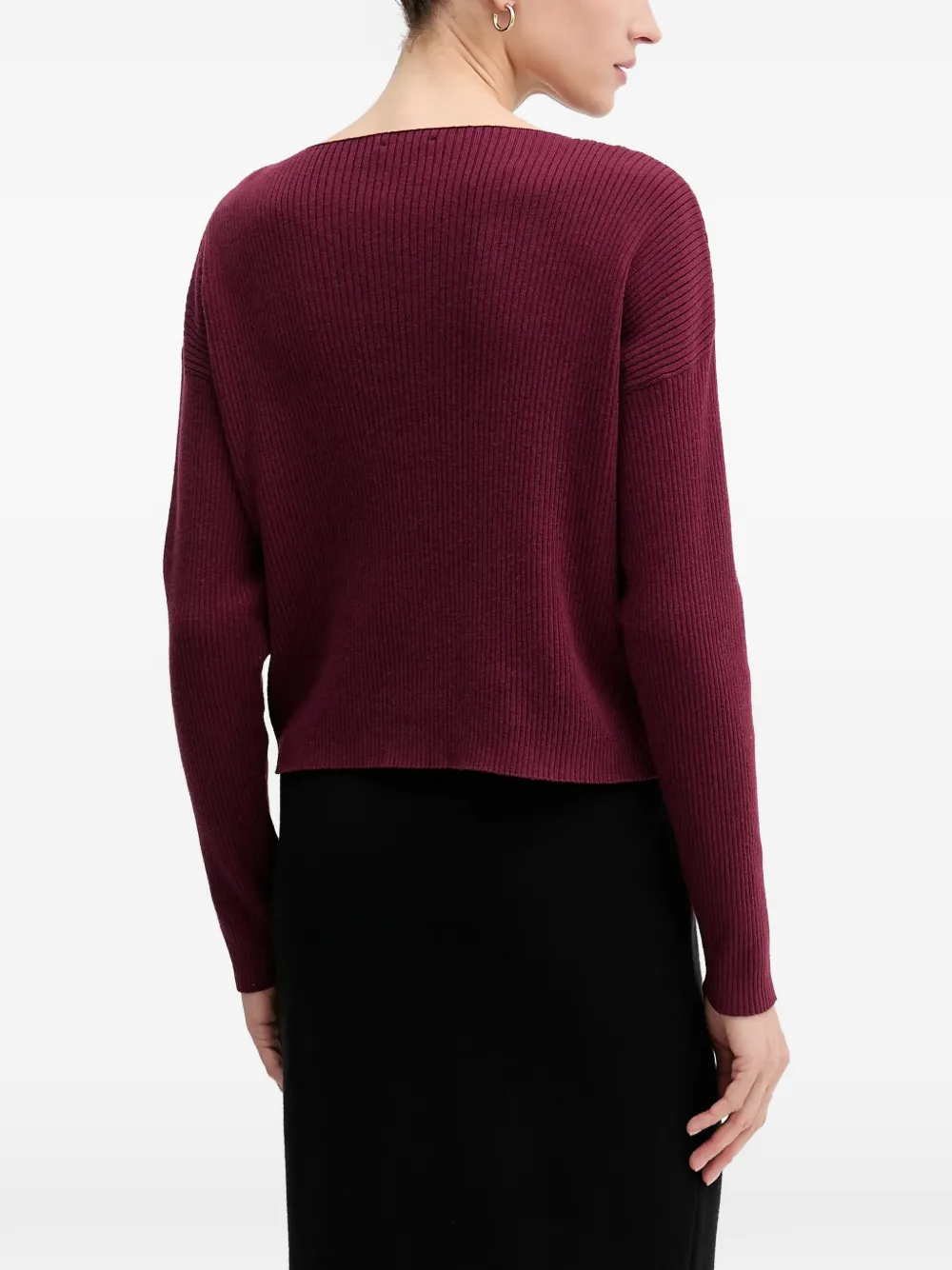 Sisley Ribgebreide trui met boothals Rood