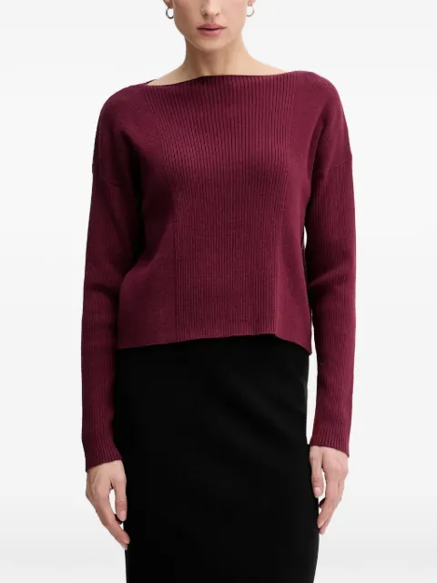 Sisley boat-neck ribbed-knit sweater