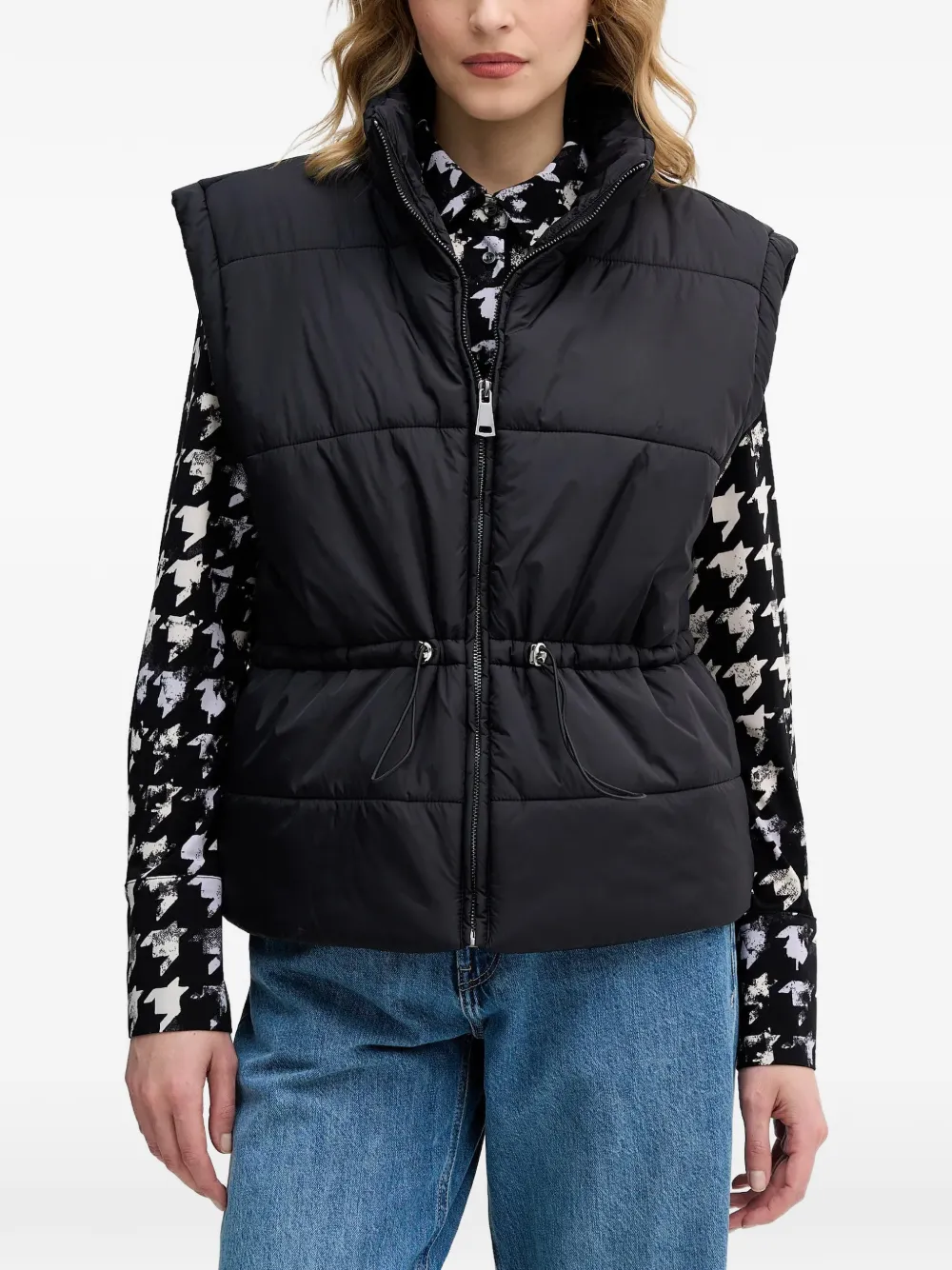 Sisley zip-up drawstring-waist gilet - Black