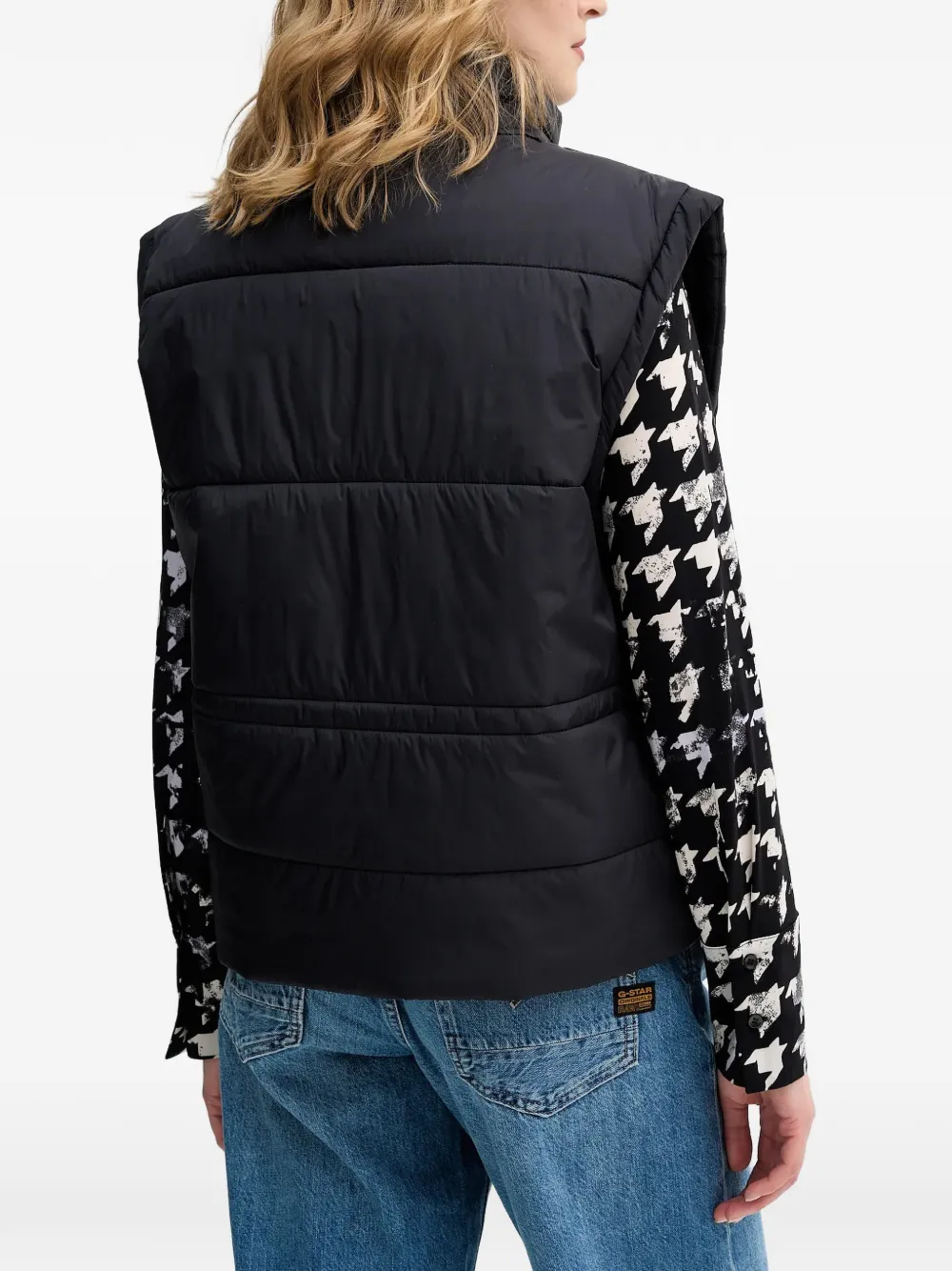 Sisley zip-up drawstring-waist gilet Zwart