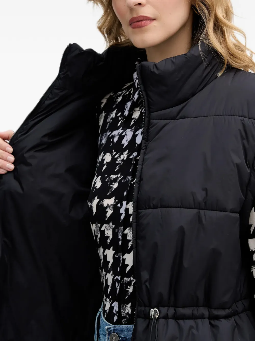 Sisley zip-up drawstring-waist gilet Zwart
