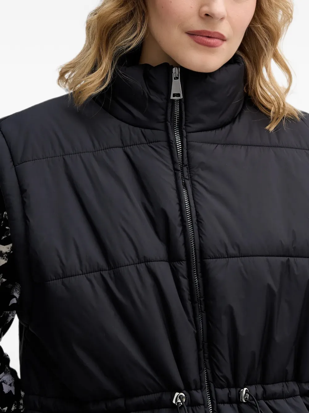 Sisley zip-up drawstring-waist gilet Zwart