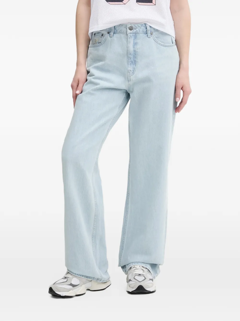 karl kani logo-embroidered wide-leg jeans - Blau