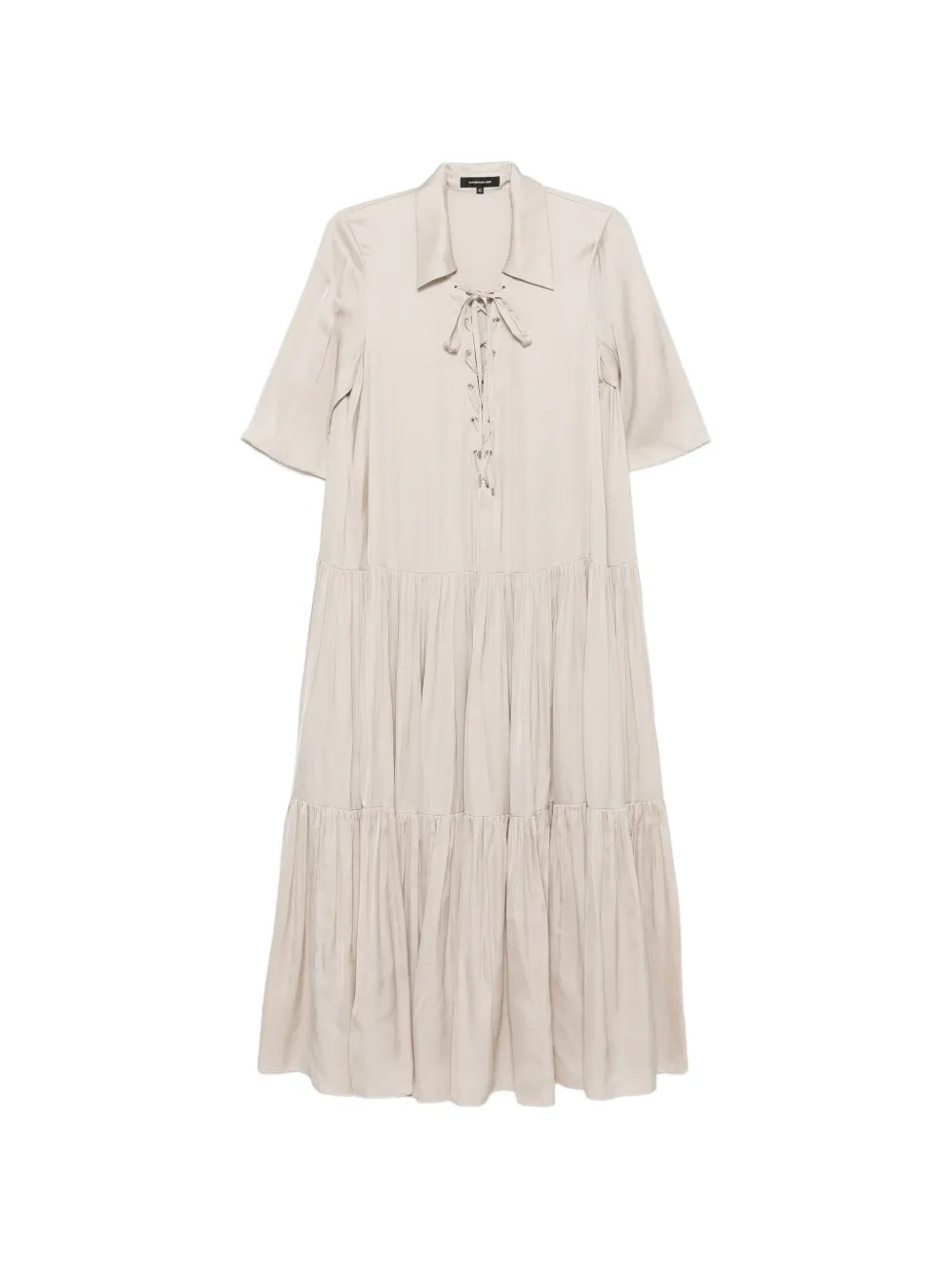 Barbara Bui tiered lace-up midi dress - Toni neutri