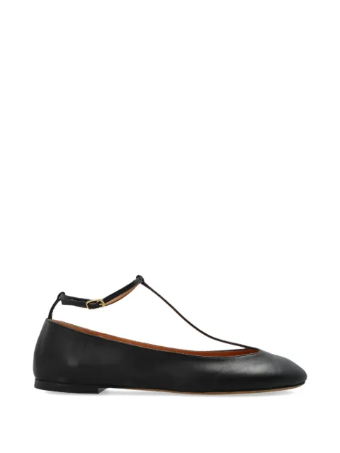 ODISSI T-strap buckled leather ballet flats