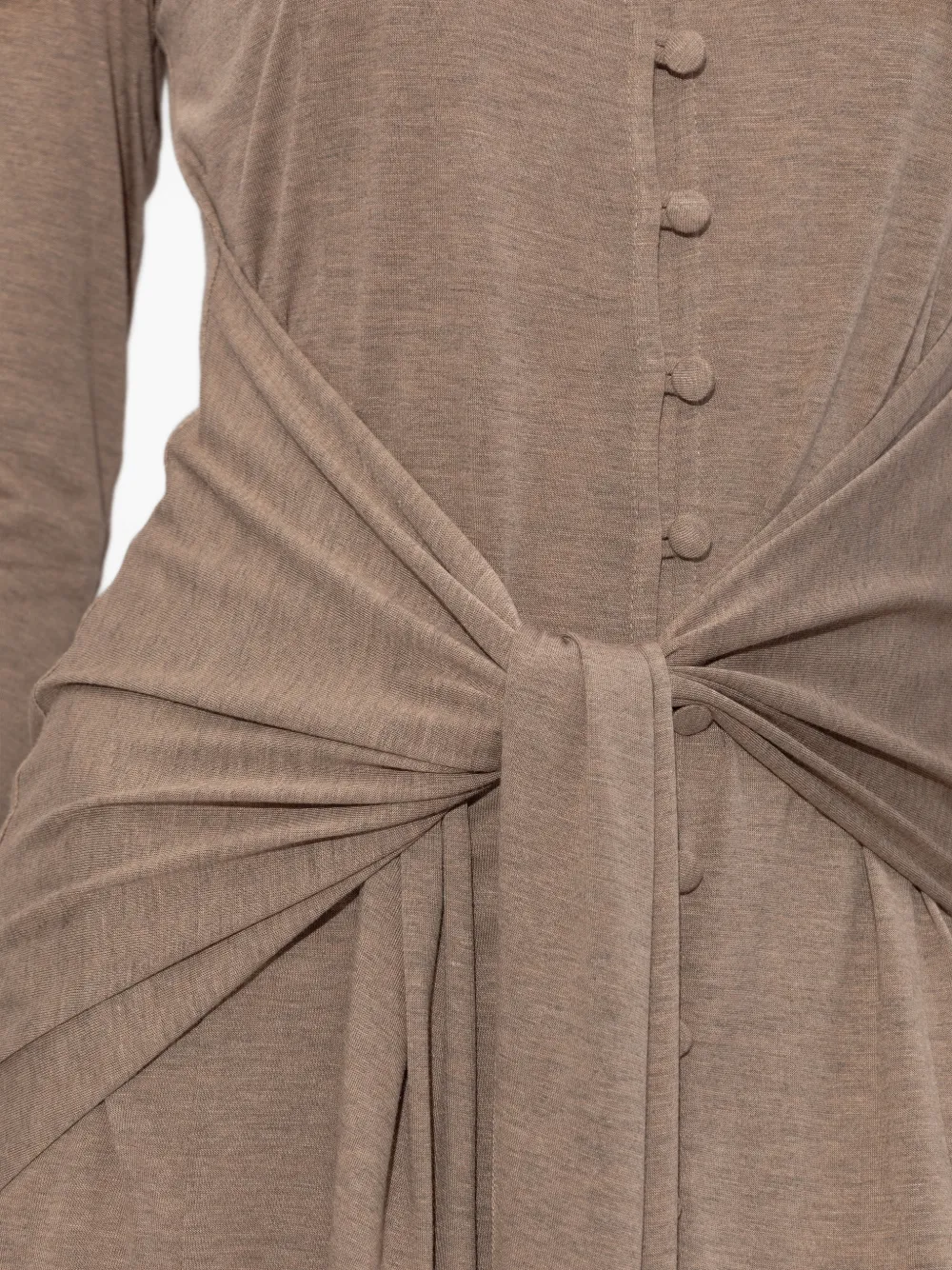 GANNI Button-up mini-jurk met strikdetail Beige