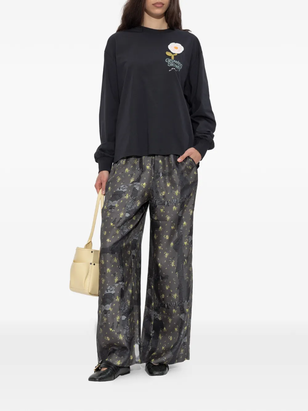  Ganni Logo-embroidered Sweatshirt - Black 