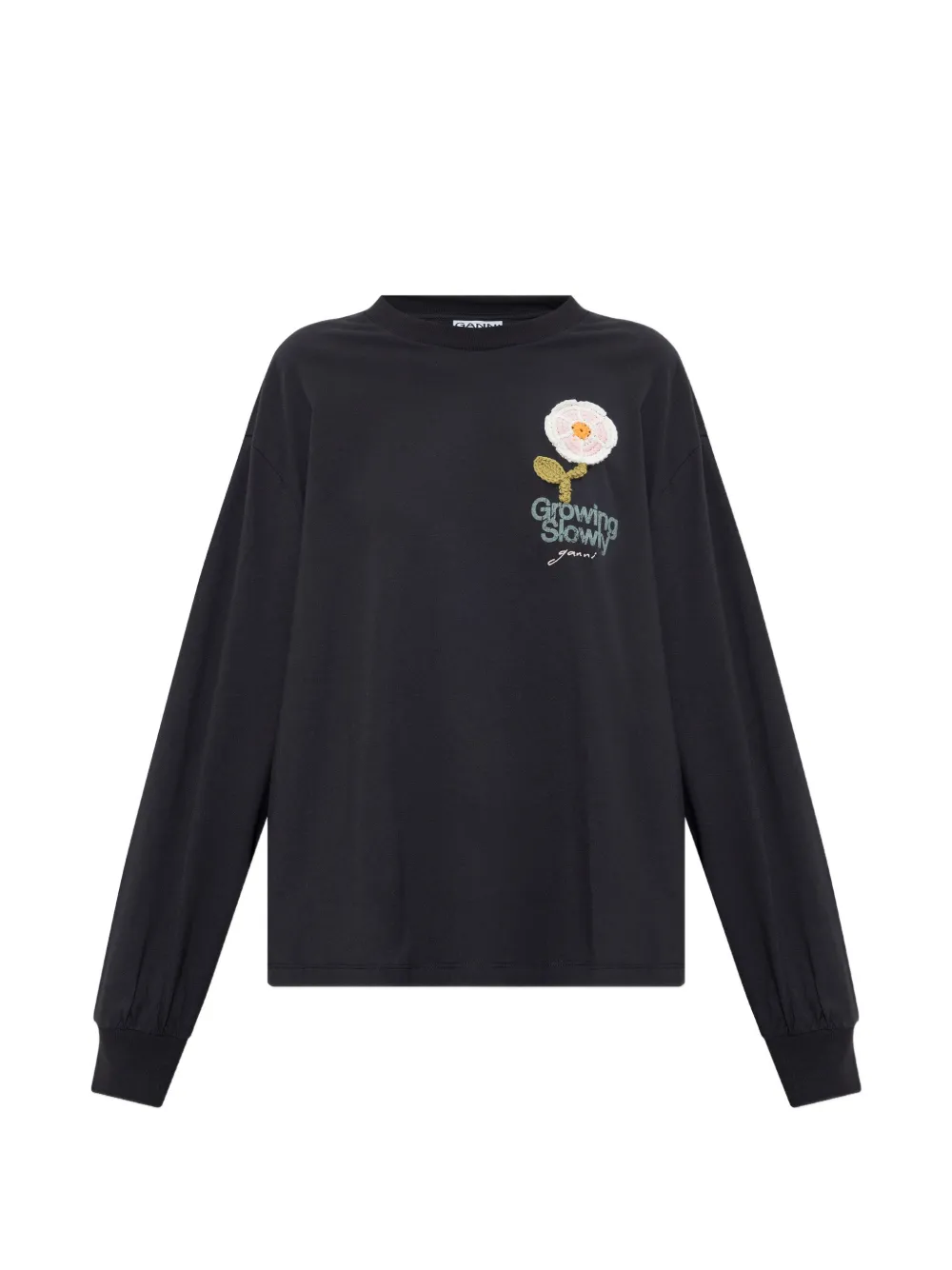 GANNI logo-embroidered sweatshirt - Nero