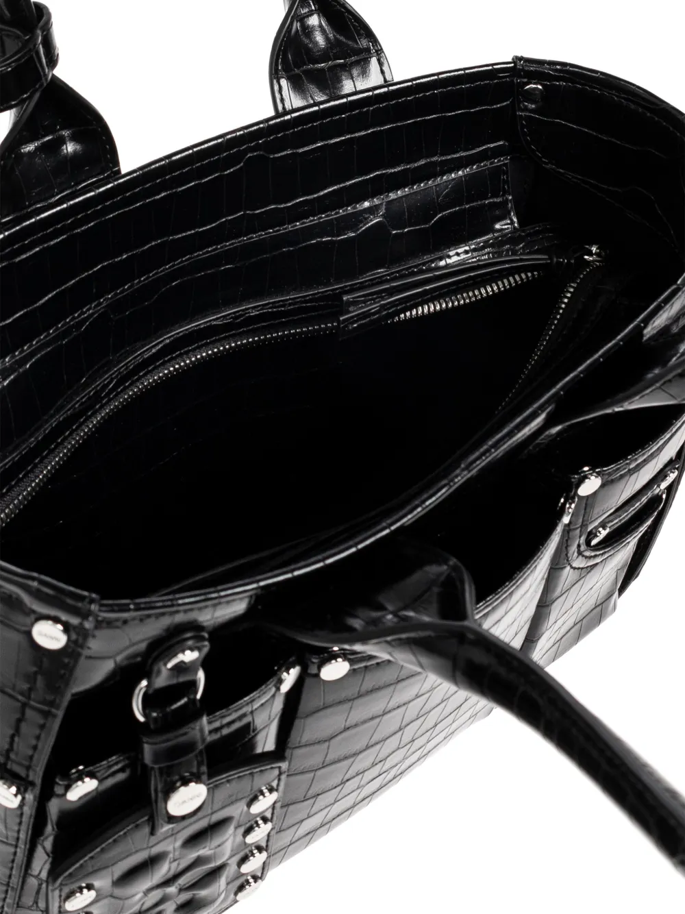 GANNI Shopper met krokodillen-reliëf en studs Zwart