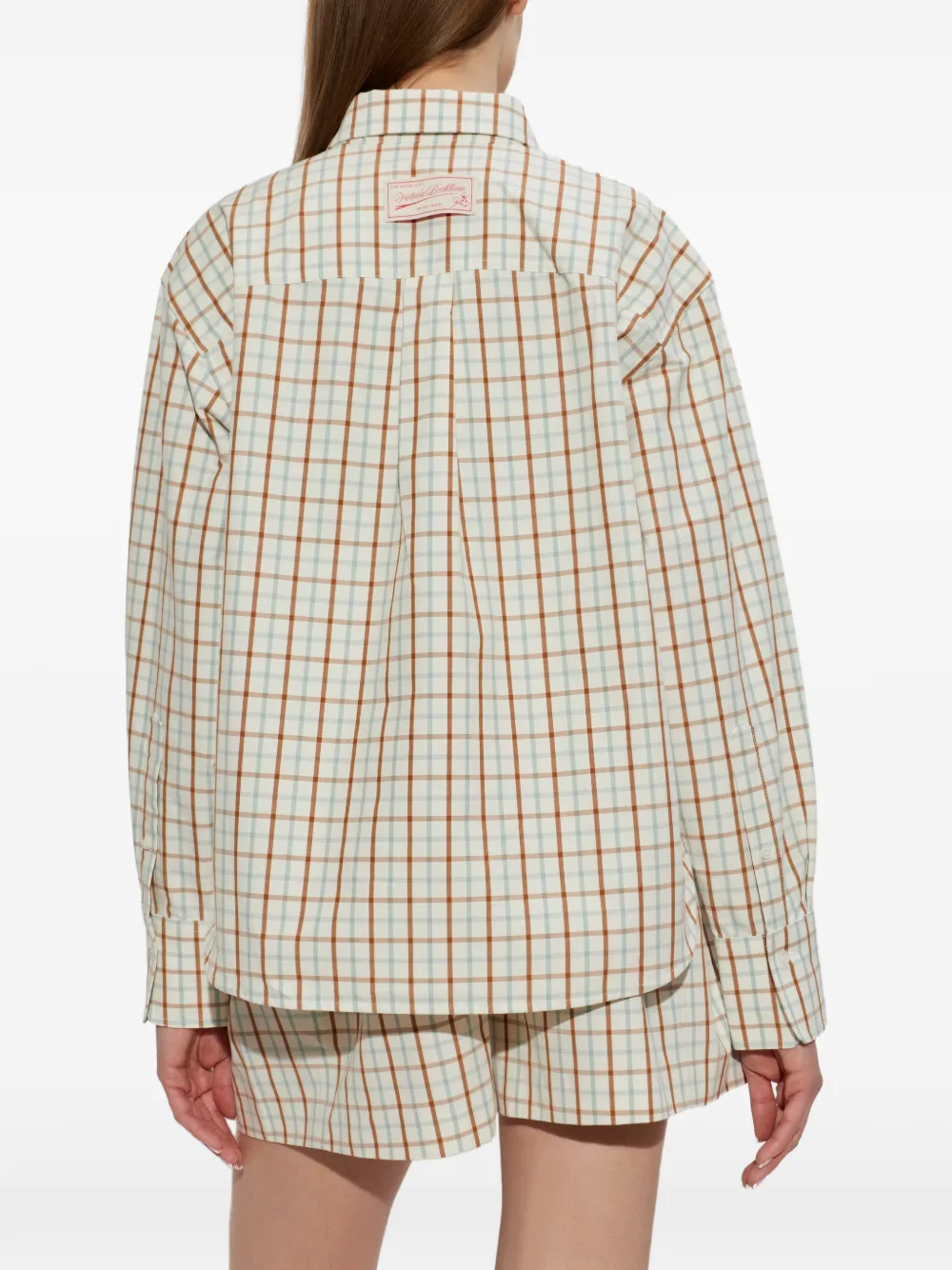 Victoria Beckham Geruit overhemd met borstzak Beige