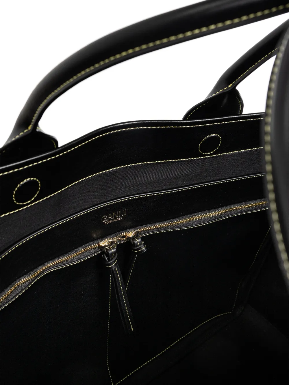 GANNI Shopper met meerdere zakken en logo-label Zwart