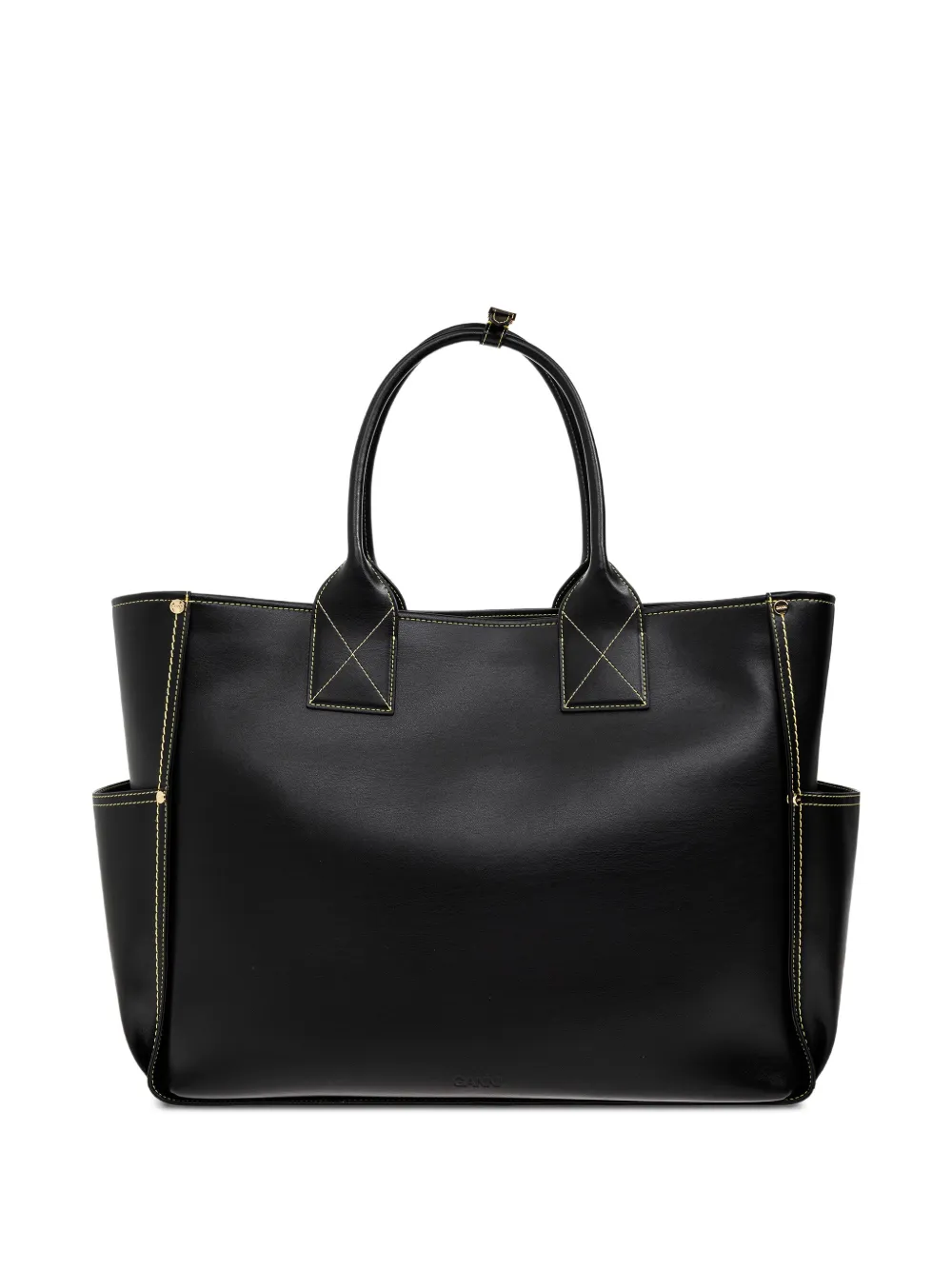 GANNI Shopper met meerdere zakken en logo-label Zwart
