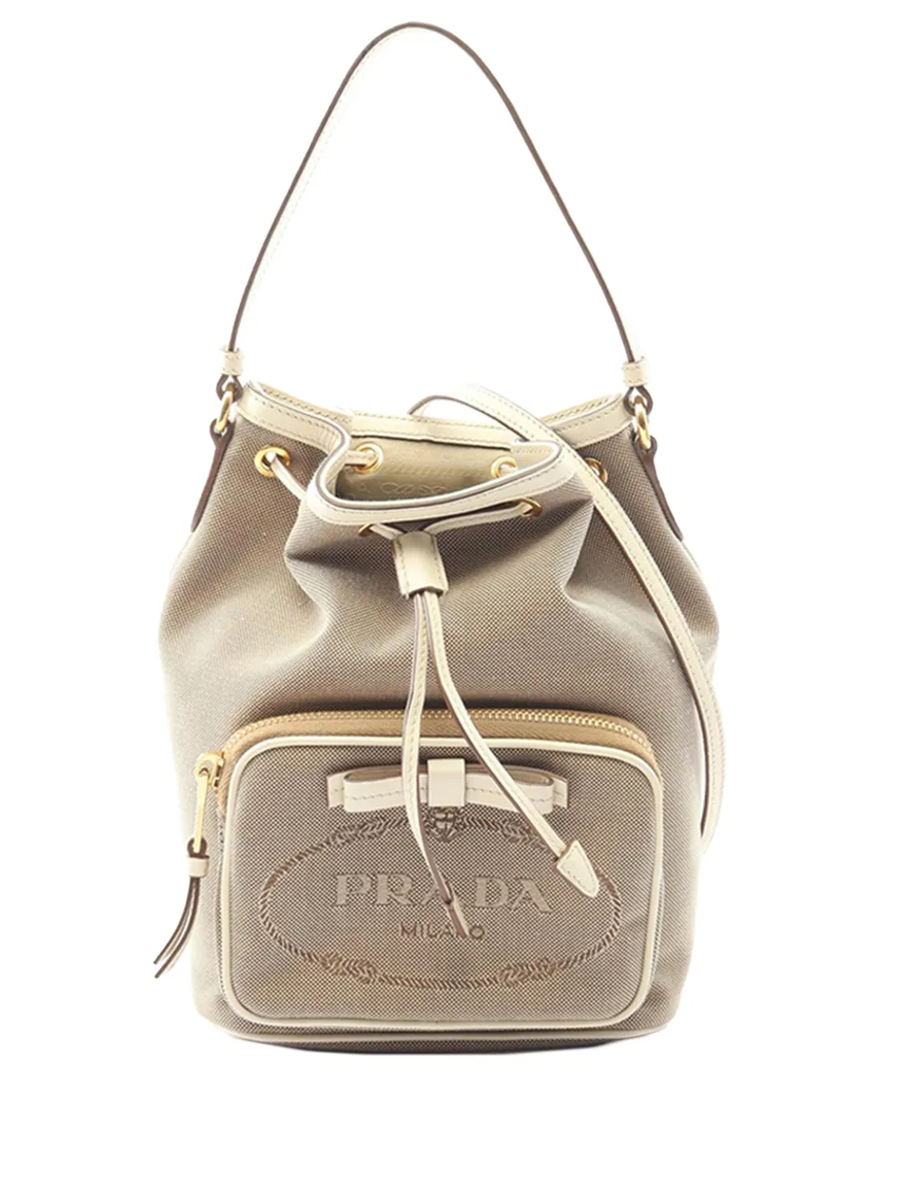 Prada Pre-Owned 2010-2026 Canapa Logo Jacquard bucket bag - Marrone