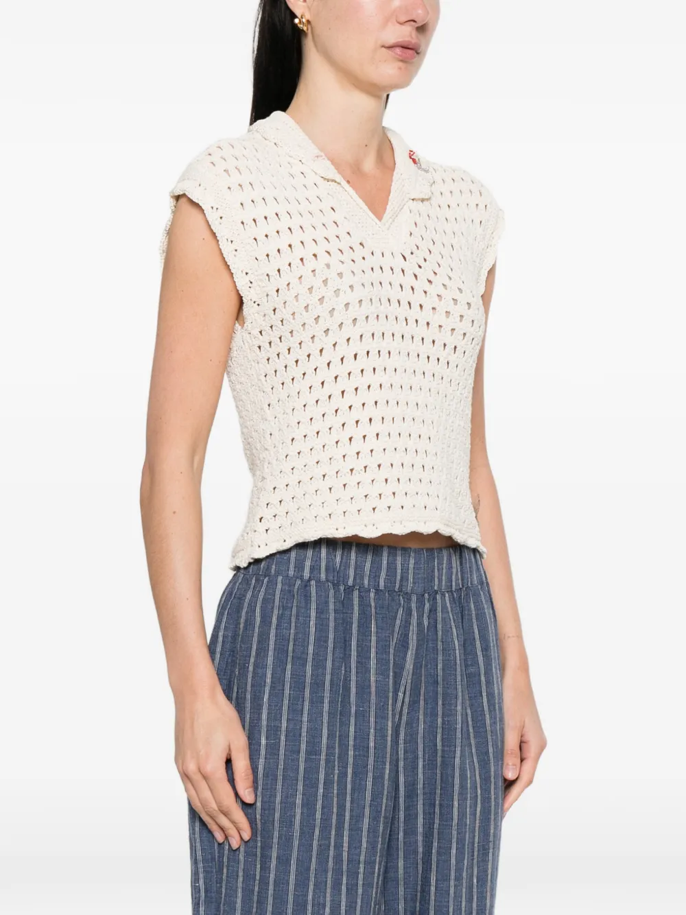  Forte Forte Bead-appliqué Crochet Top - Neutrals 
