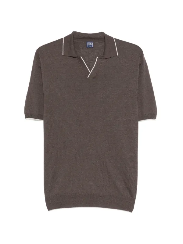 Fedeli V-neck T-shirt in Brown