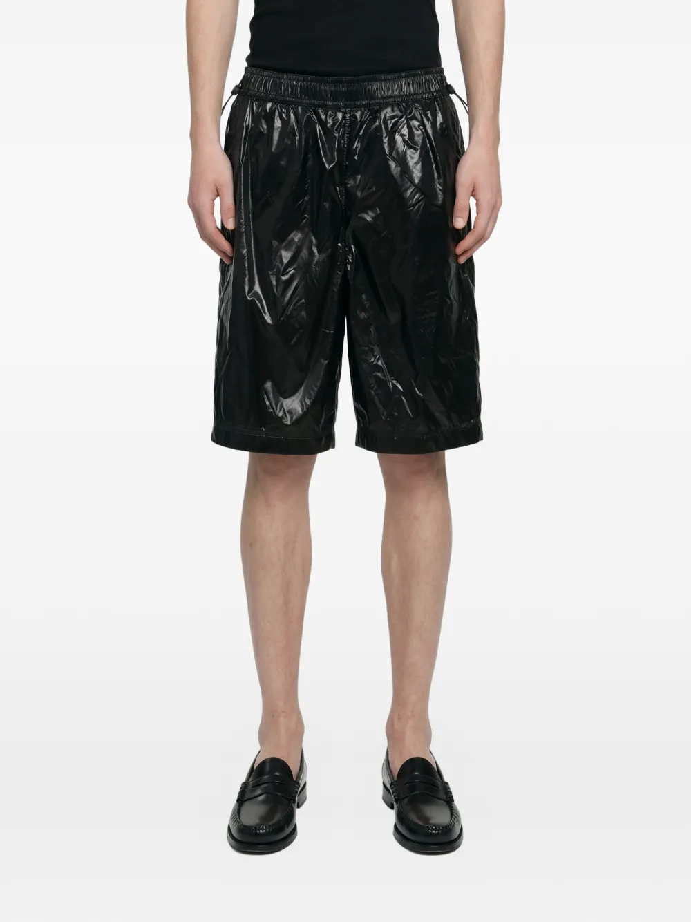 Laminar drawstring elasticated-waistband shorts - Schwarz