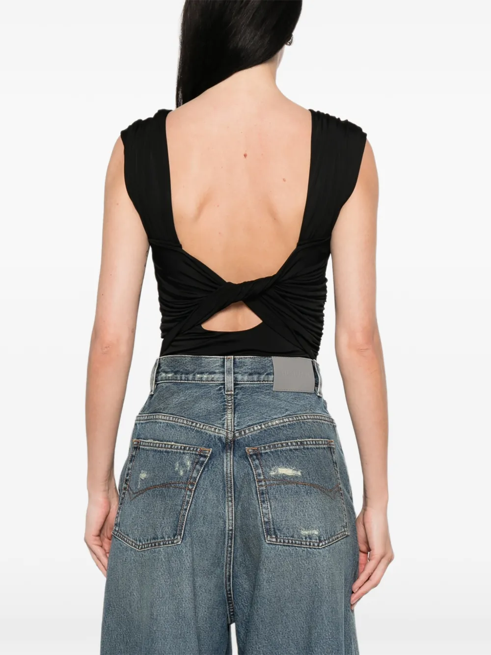 GANNI Gedraaide body Zwart