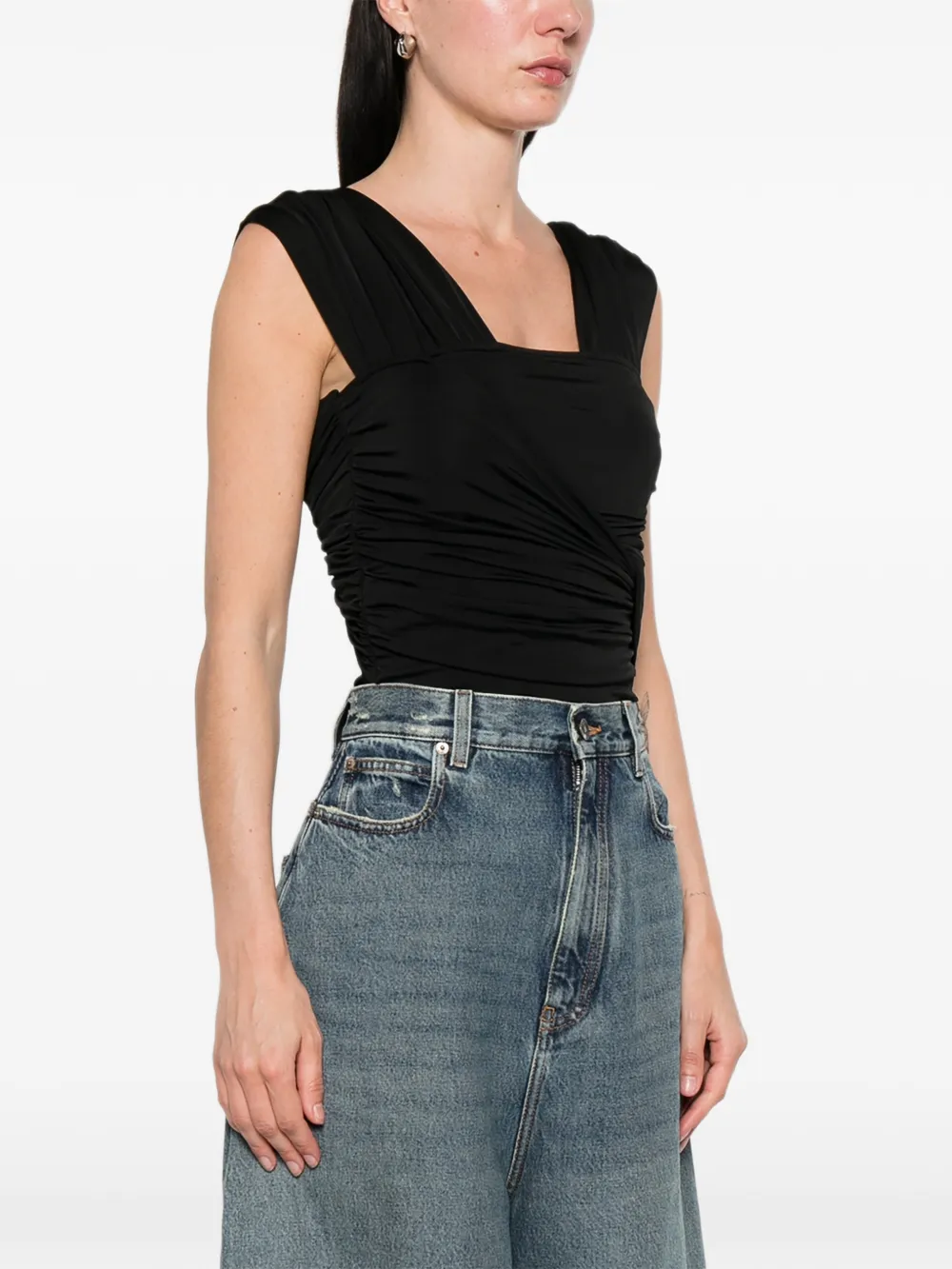 GANNI Gedraaide body Zwart