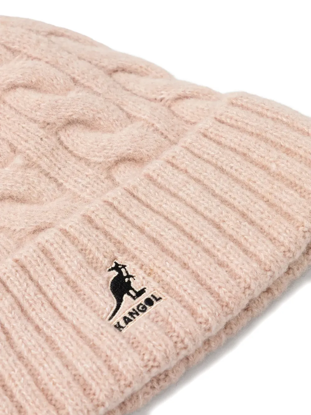 Kangol Kabelgebreide muts met pompon Beige