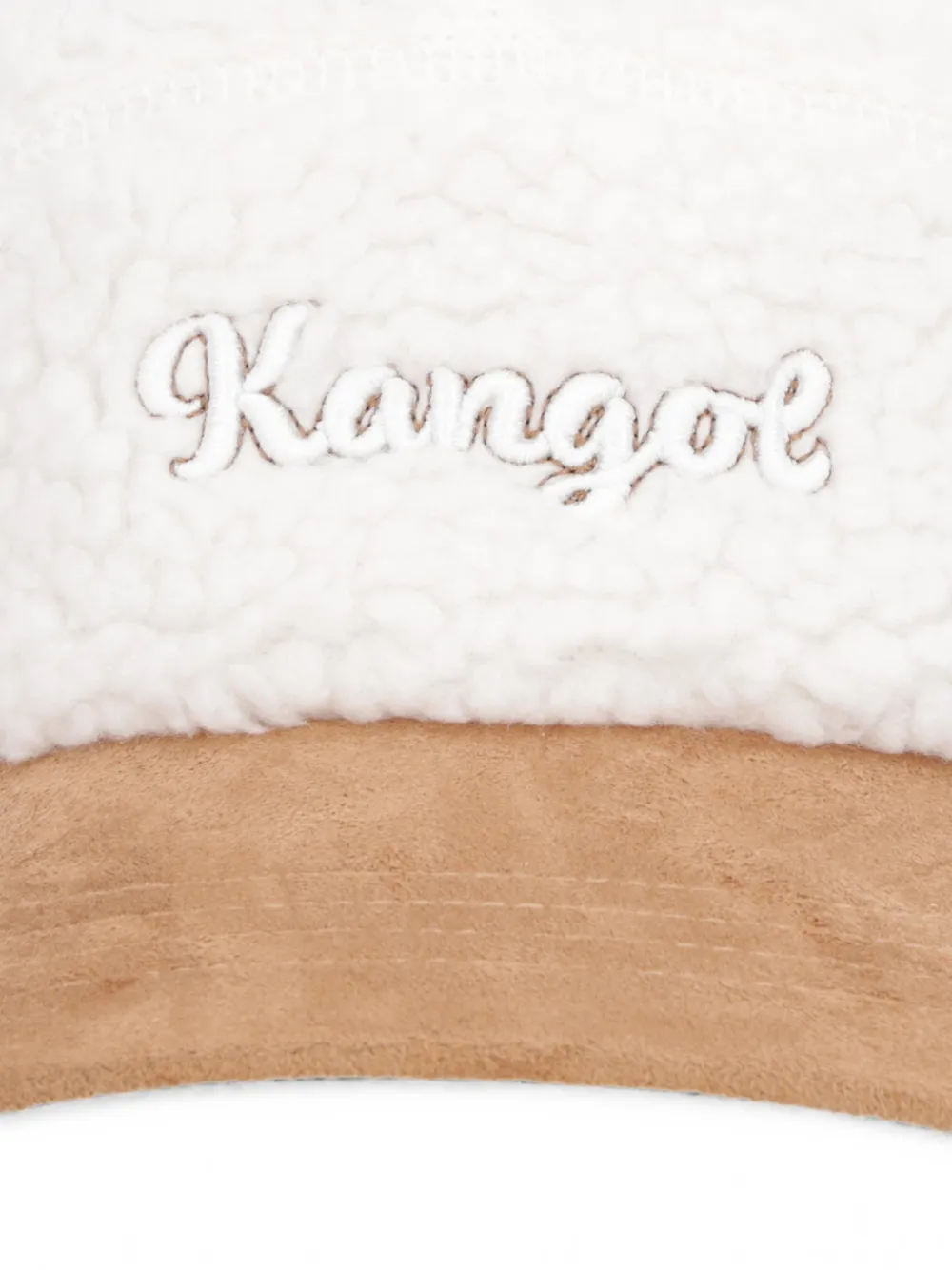 Kangol Honkbalpet met fleece-textuur en borduurwerk Wit