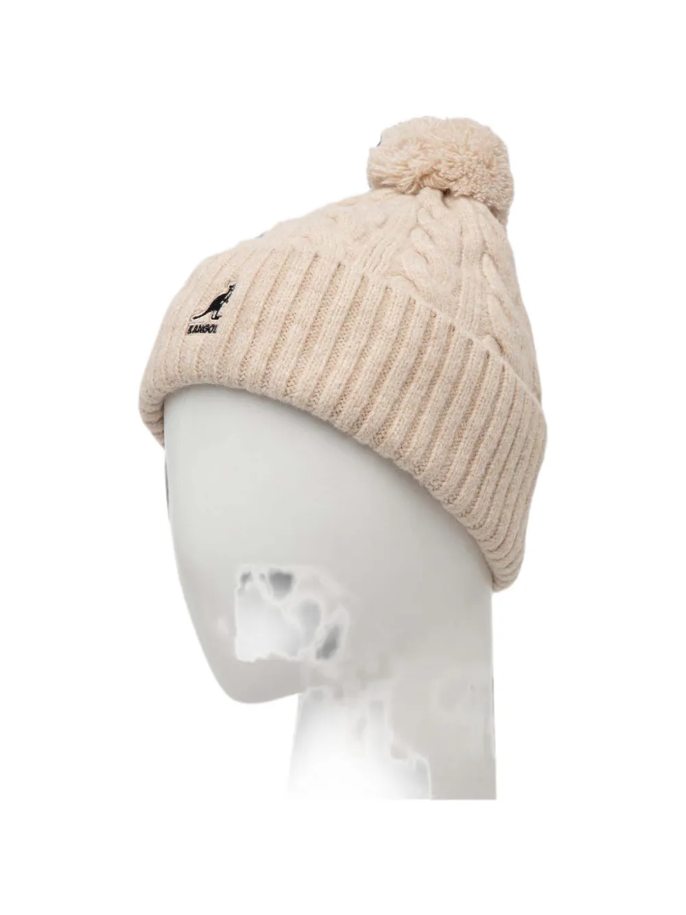 Kangol Pompom Cable-knit Beanie Hat In Neutral