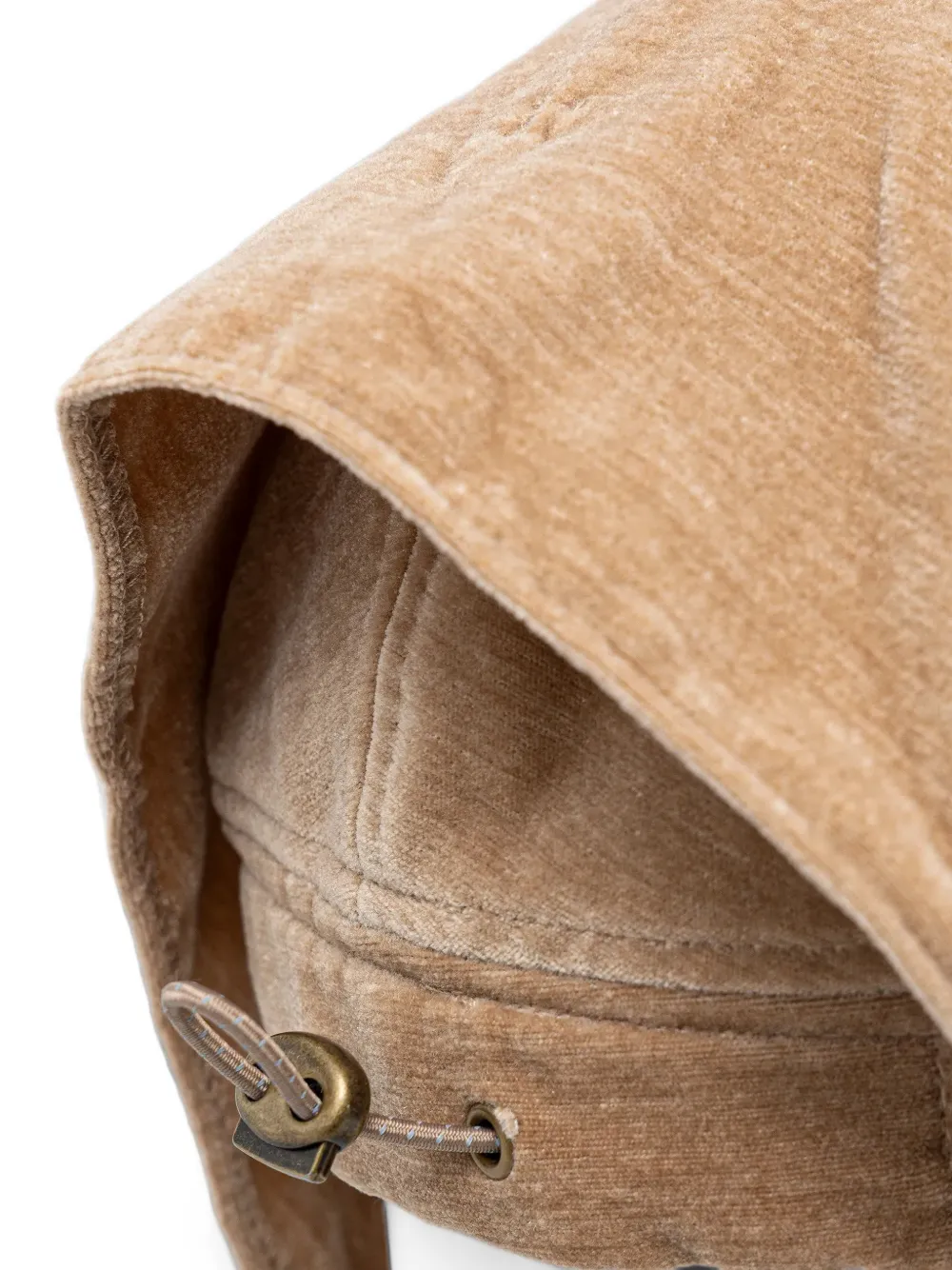 Kangol velvet-effect hooded baseball cap Beige