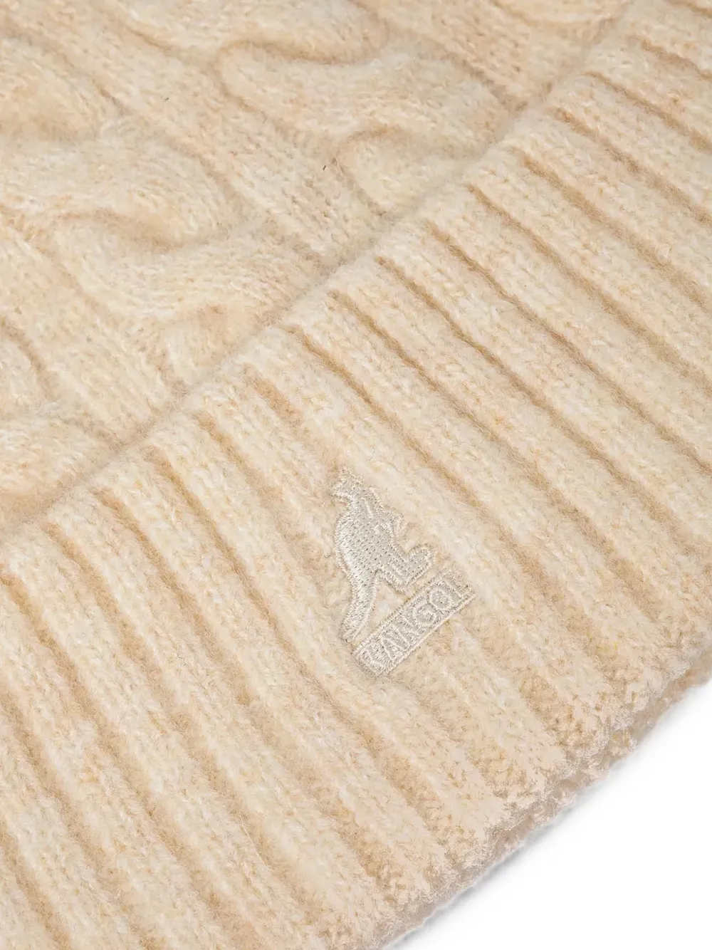 Kangol Kabelgebreide muts met pompon Beige