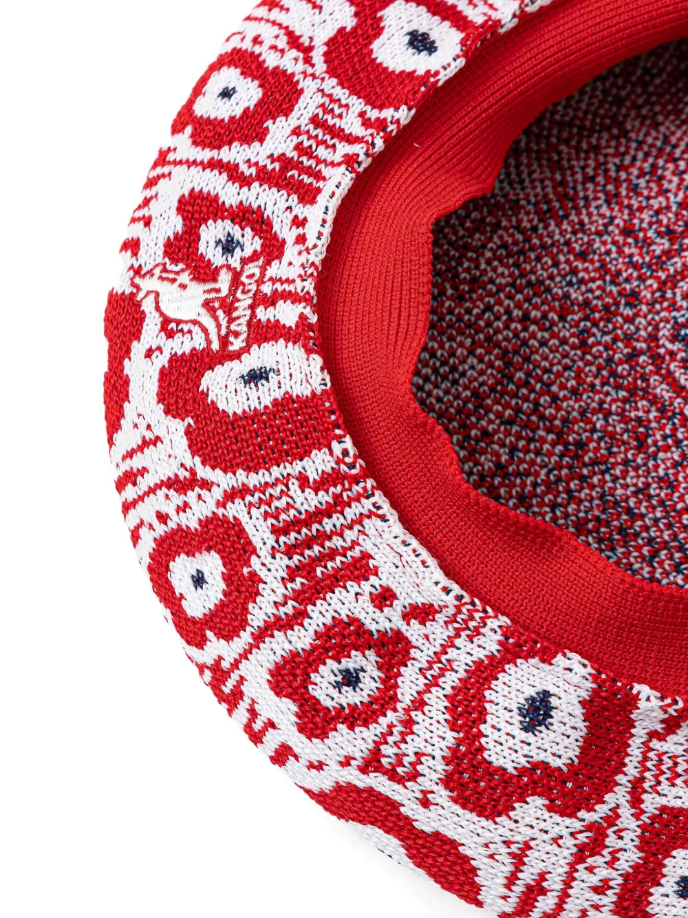 Kangol Baret met bloemen-intarsia Rood