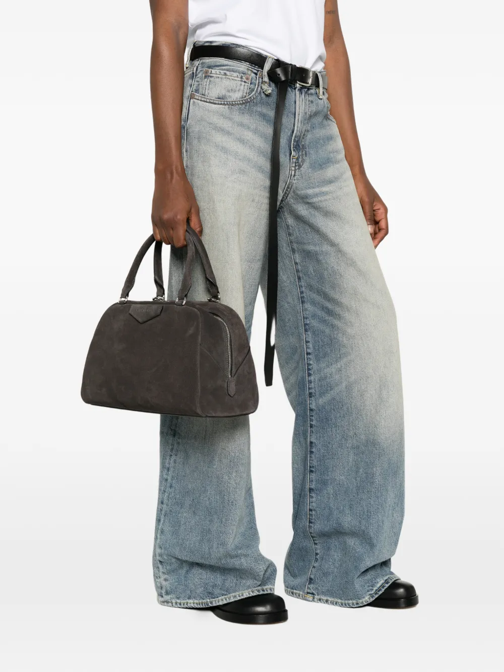 Givenchy Antigona East-West Bowling suède tas Grijs