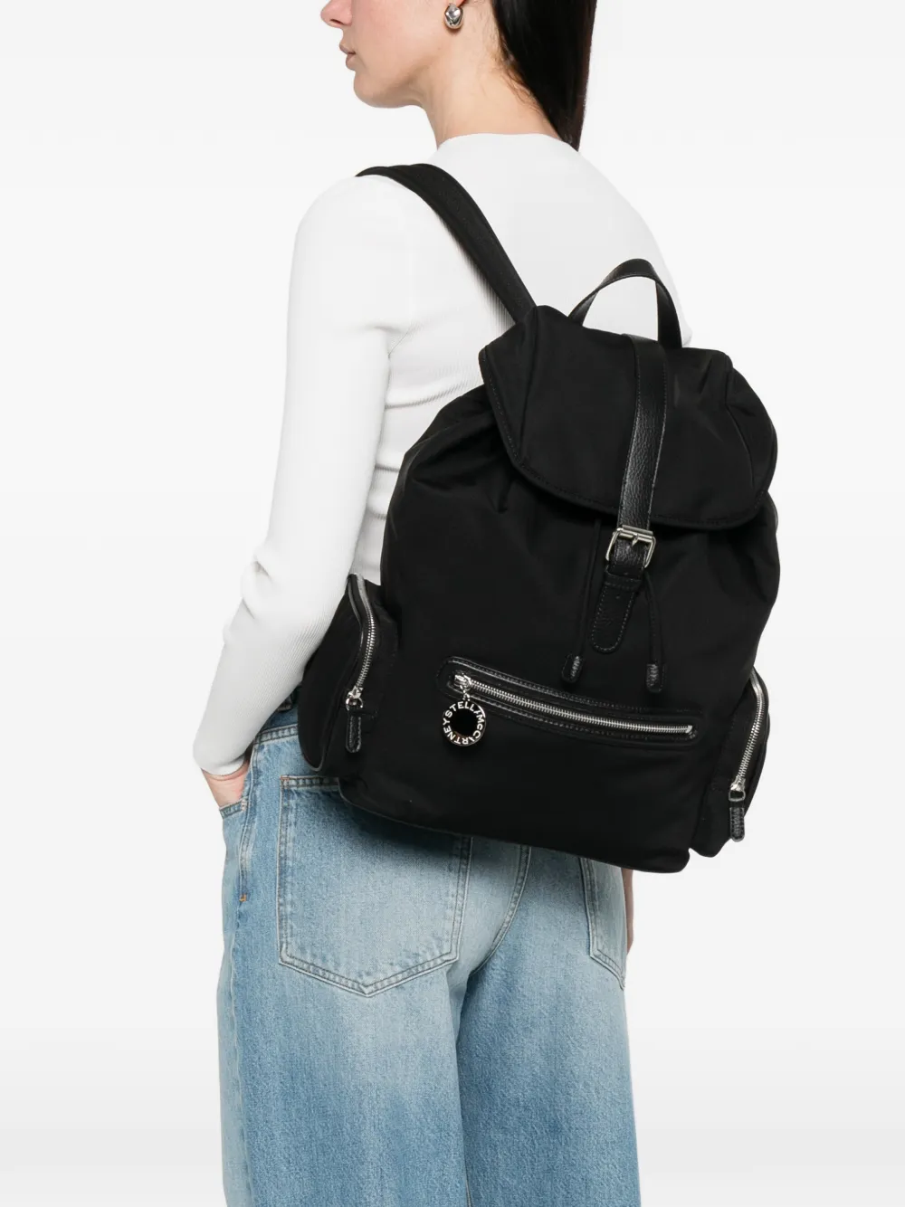  Stella Mccartney Dartmoor Drawstring Flap Backpack - Black 