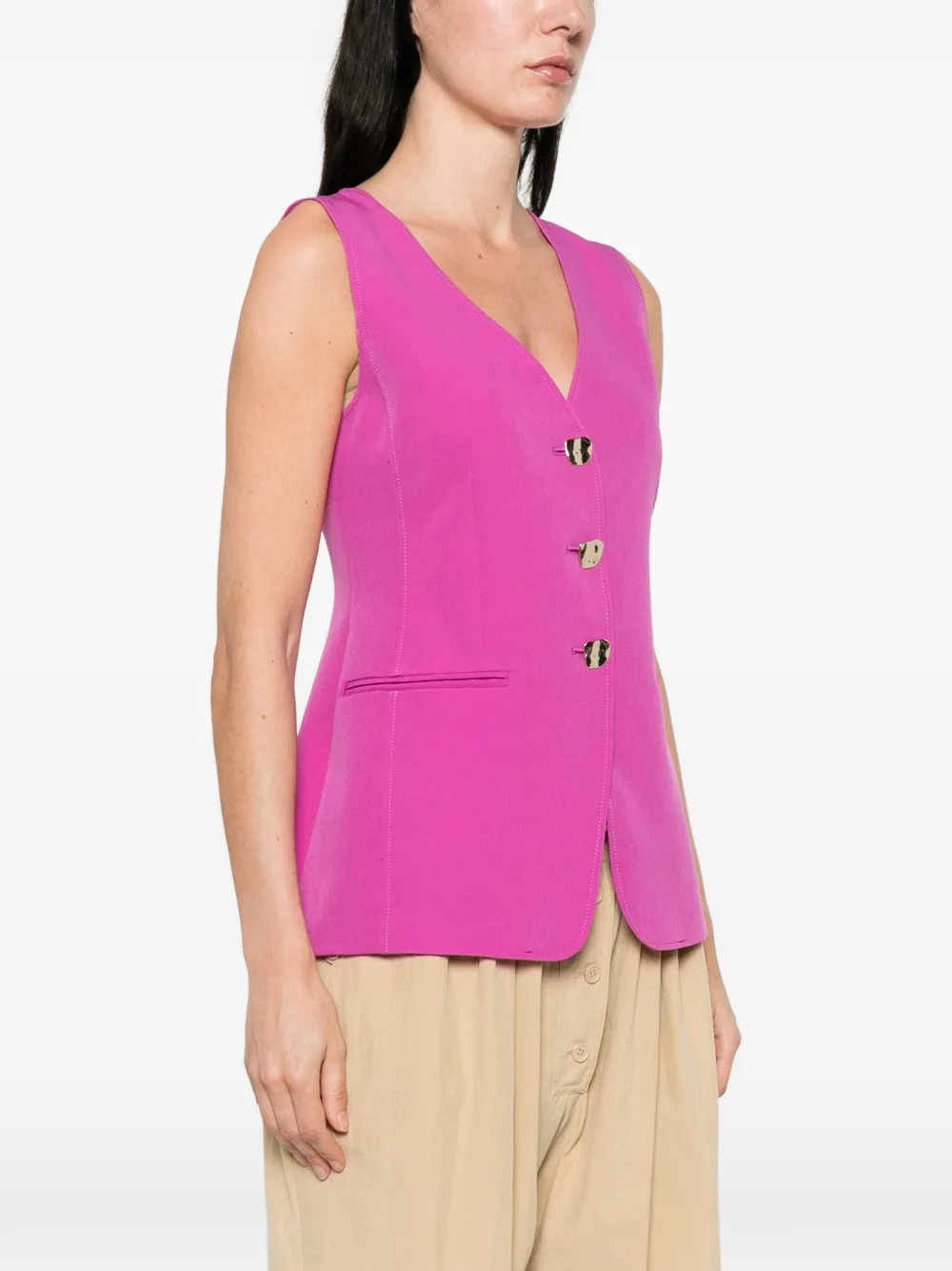  Liu Jo Button V-neck Vest - Pink 