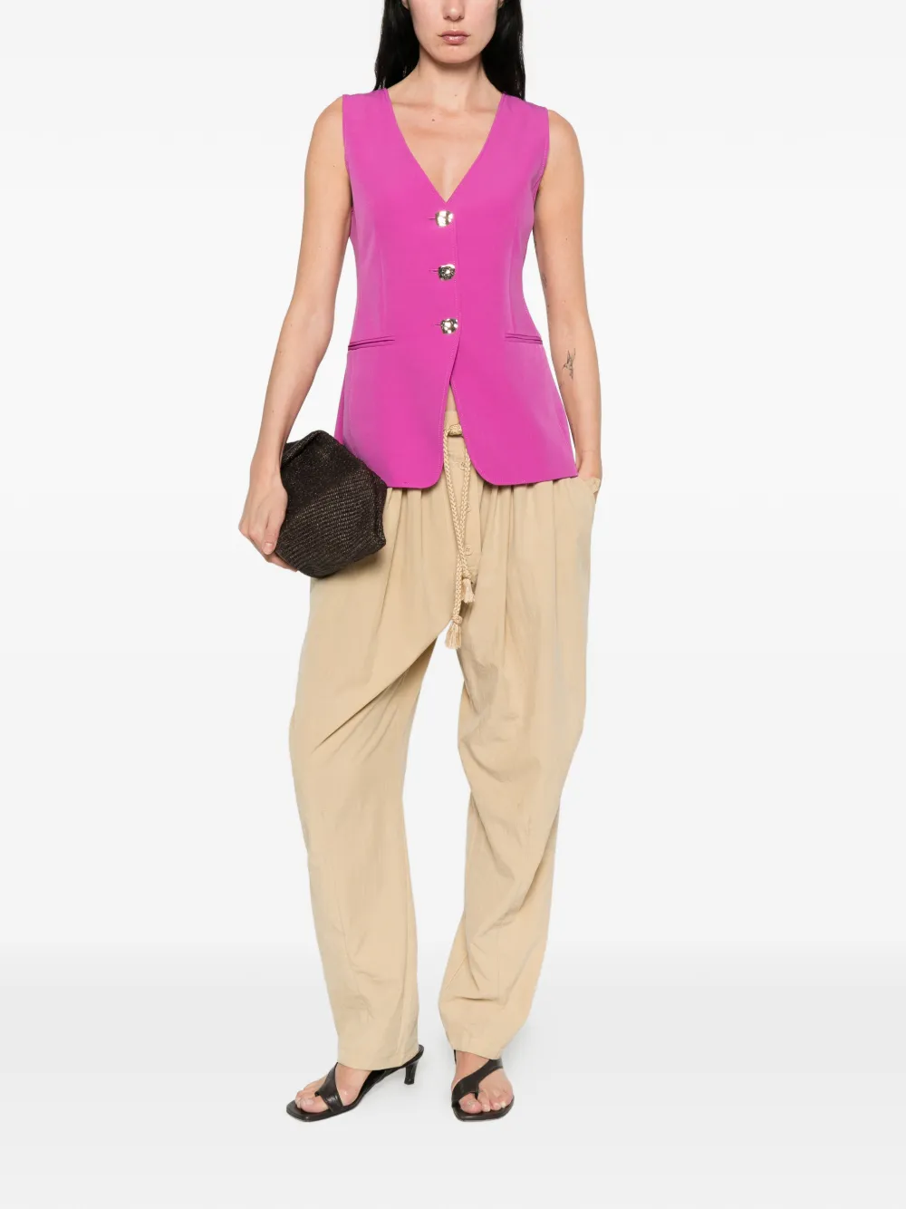  Liu Jo Button V-neck Vest - Pink 