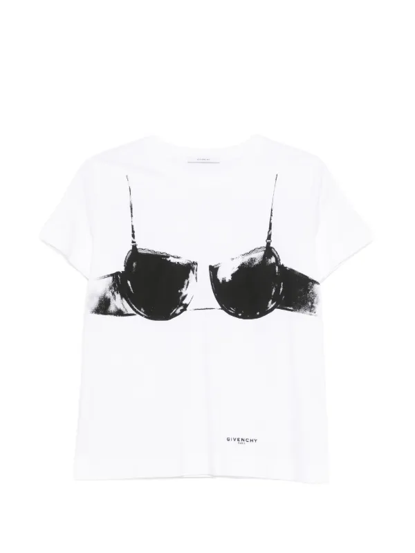 Givenchy T-shirt in Cotton with Cutaway Bra Print in White
