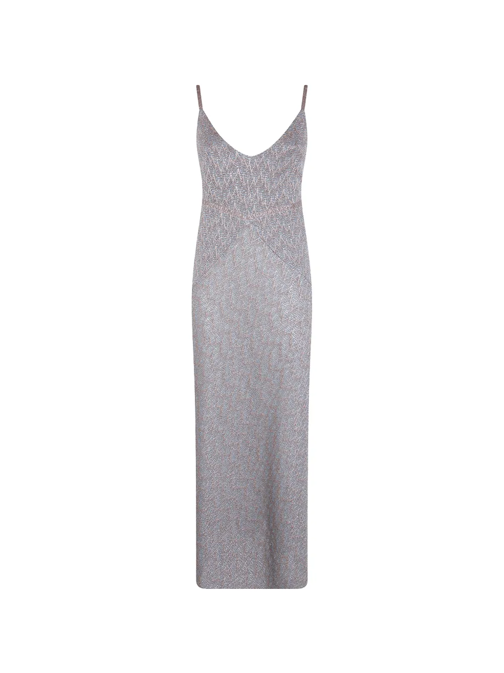 D.Exterior chevron-knit metallic-finish dress - Grigio