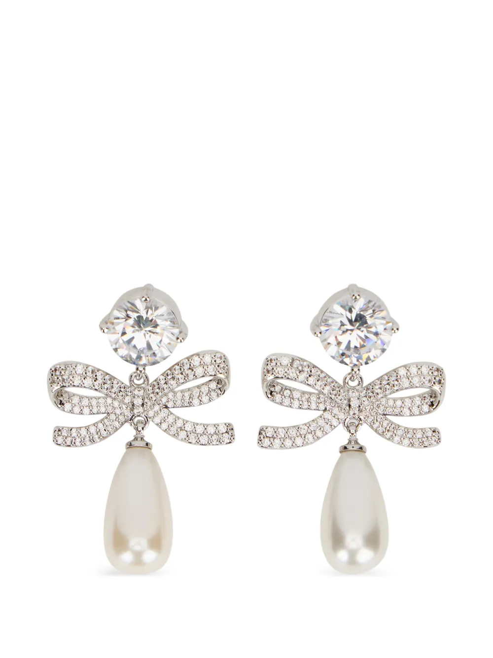 Self-Portrait bow-embellishment earrings - Argento