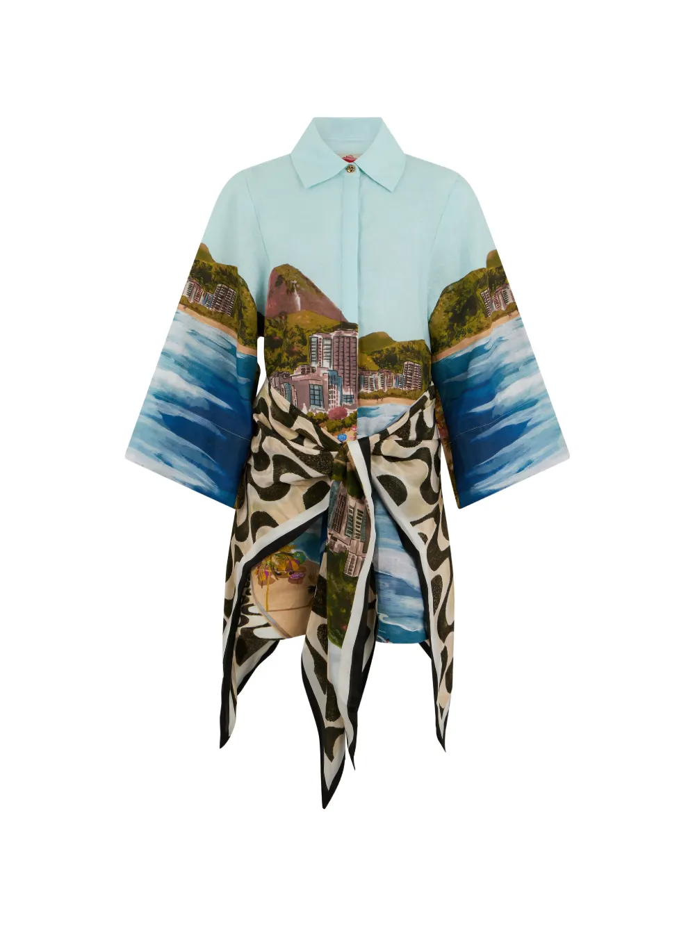 FARM Rio print tie dress - Blu