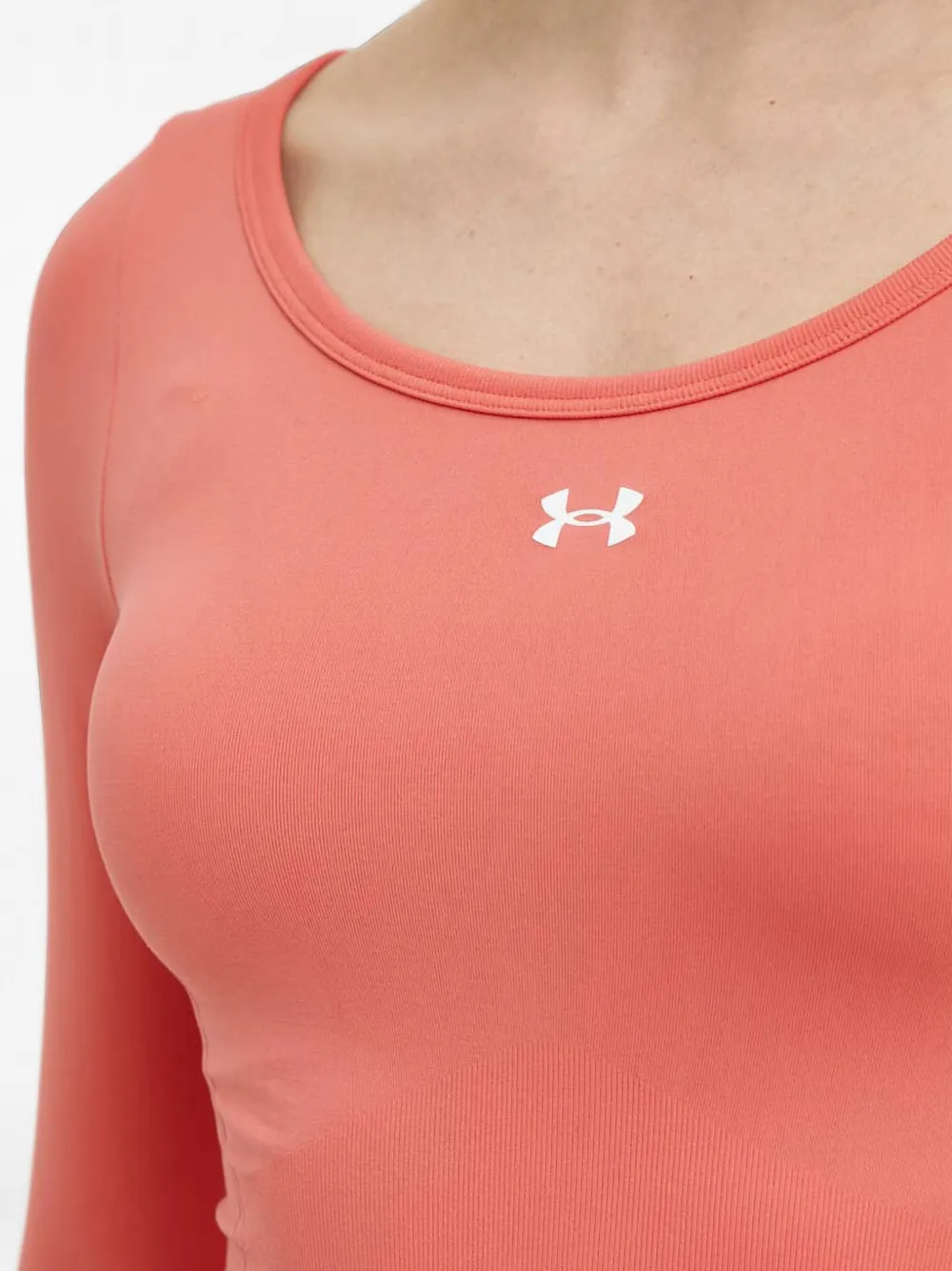 Under Armour T-shirt met diepe ronde hals lange mouwen en logo-print Roze