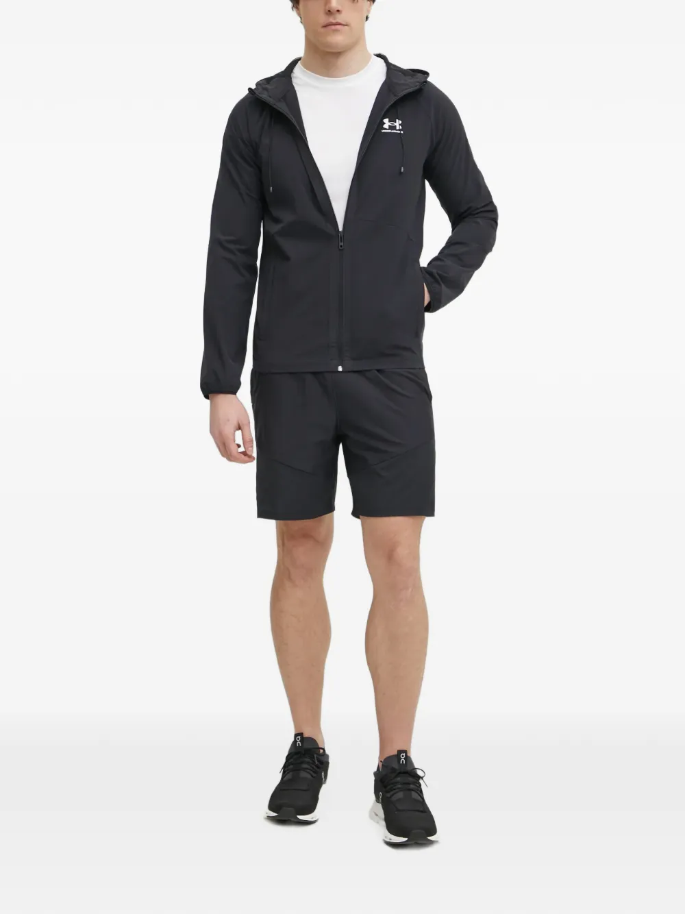 Under Armour UA Vibe geweven jack met capuchon en logo-print Zwart