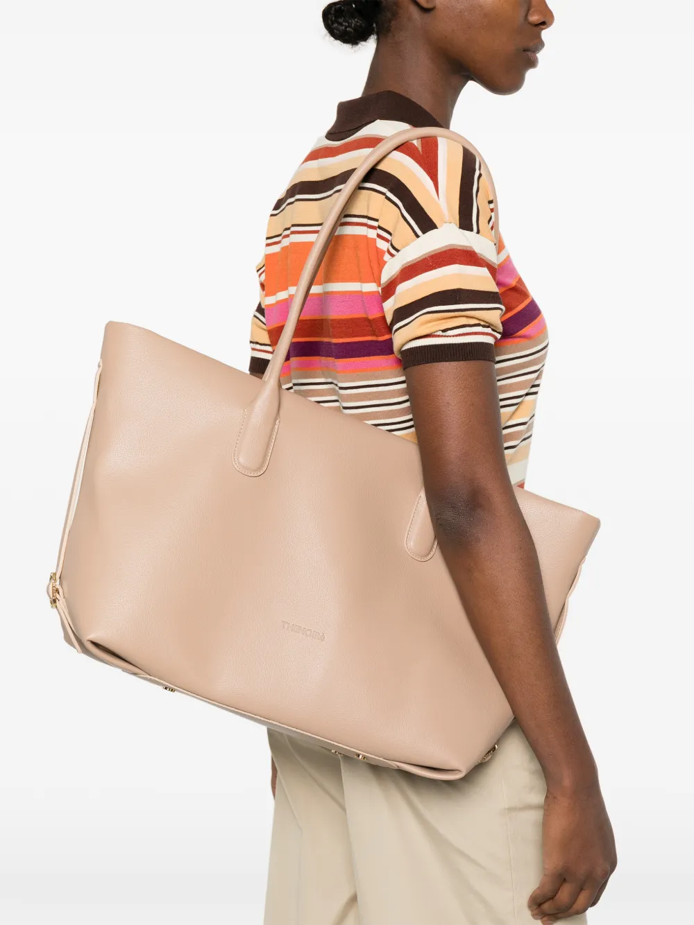Themoirè Tallia shopper met handvat Beige