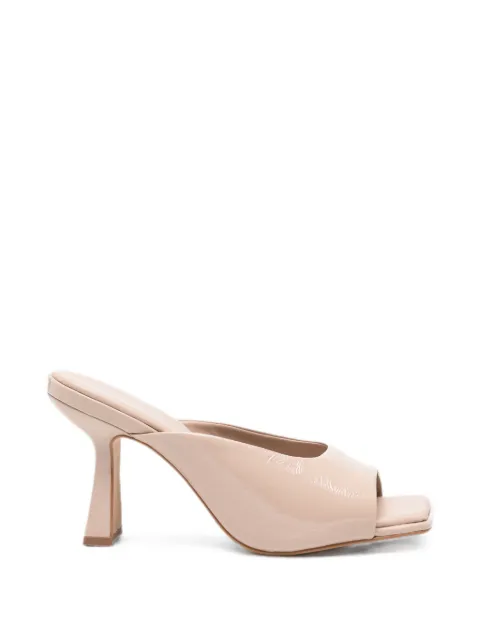 CARRANO patent-finish square-toe mules