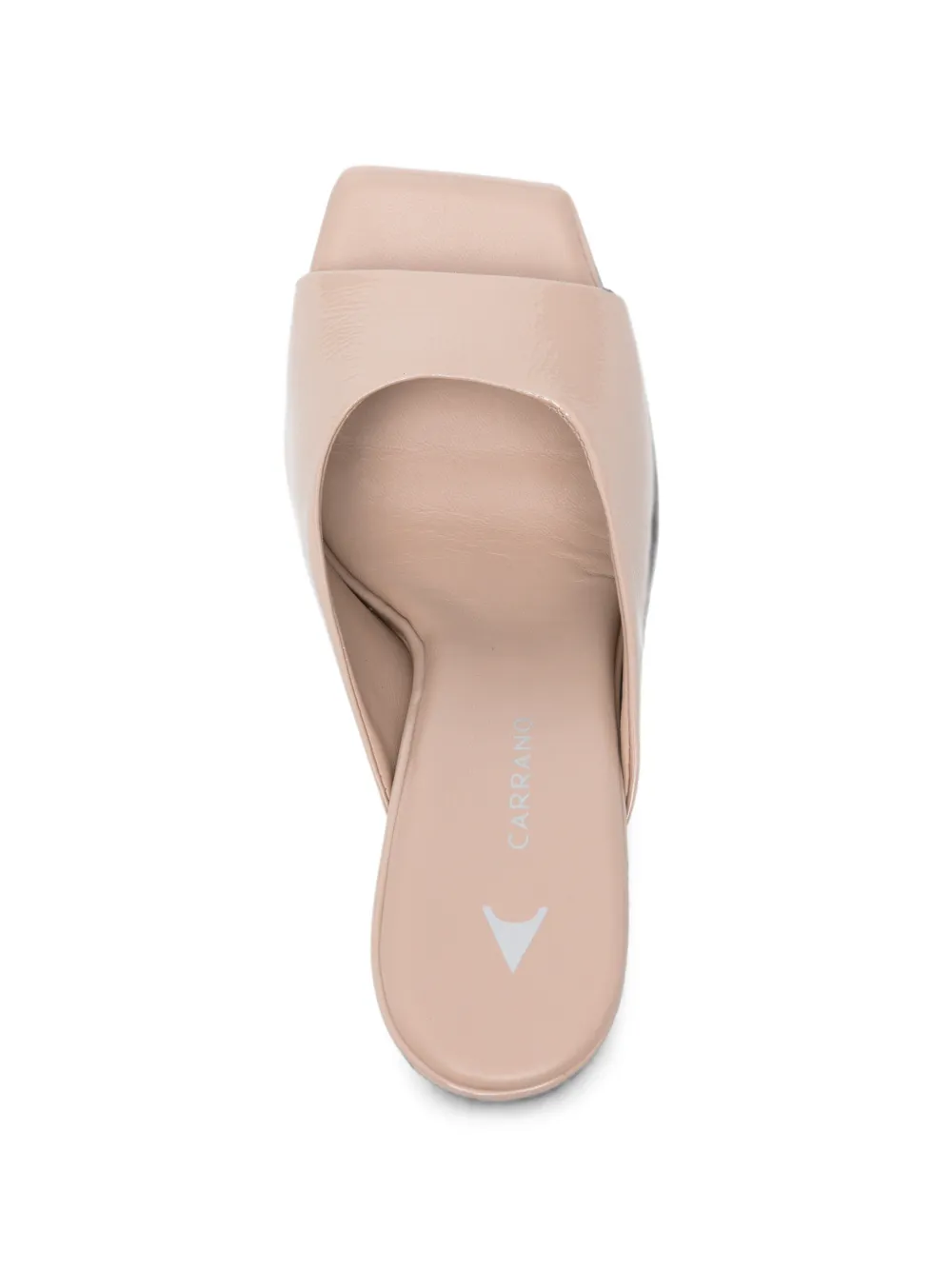 CARRANO patent-finish square-toe mules Beige