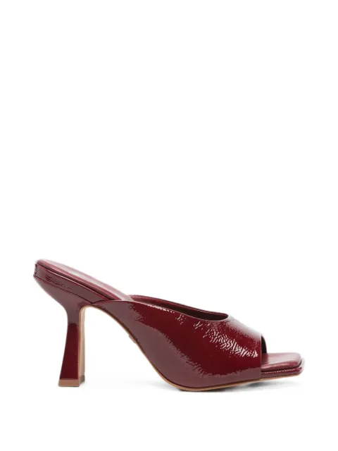 CARRANO patent-finish square-toe mules