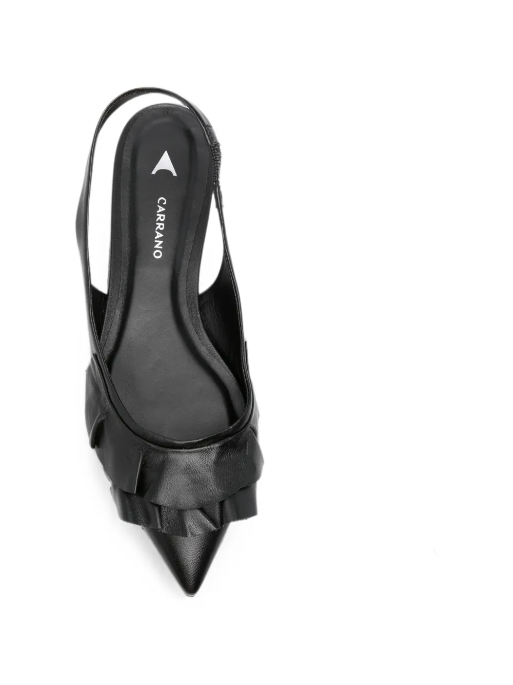 Carrano Ruffled Pointed-toe Flat Pumps In Black