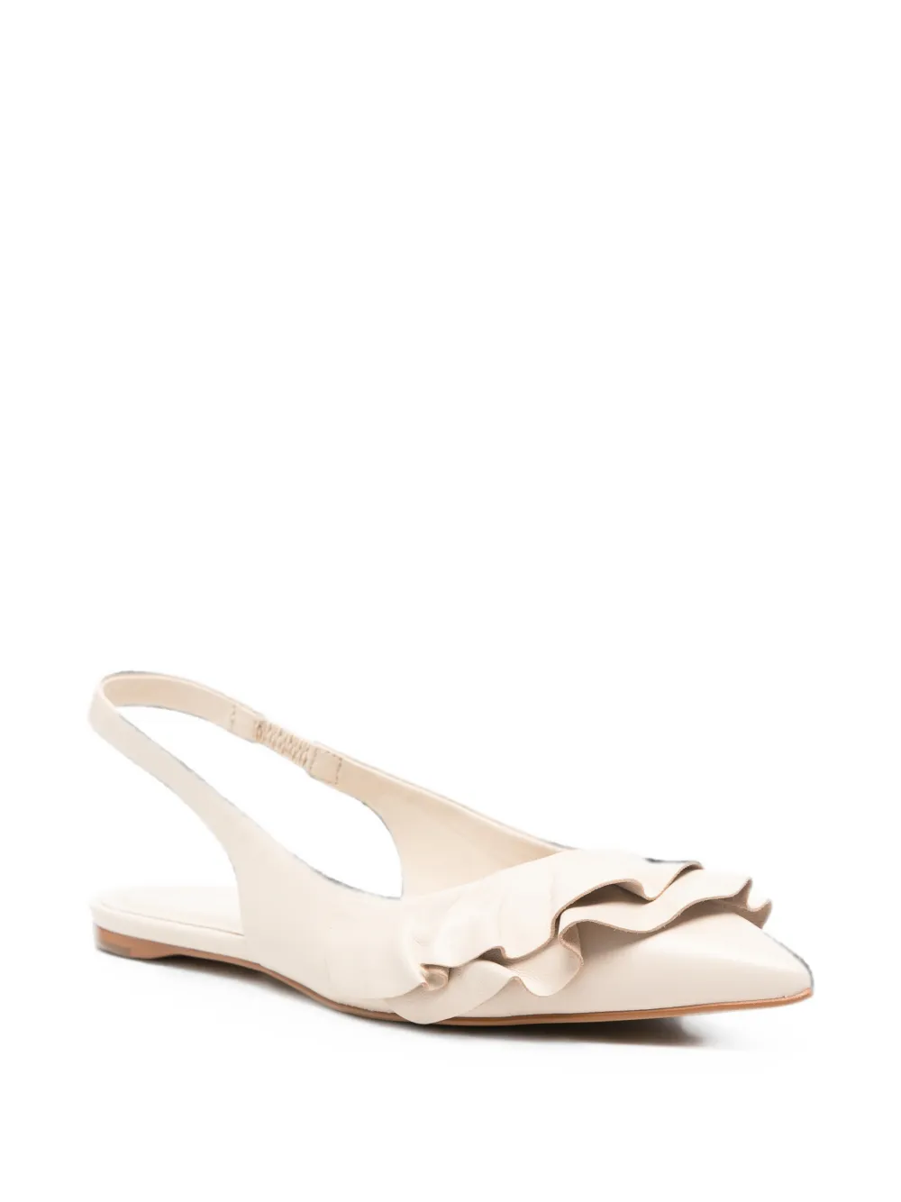 Carrano Ruffled Slingback Flat Sandals In Neutral